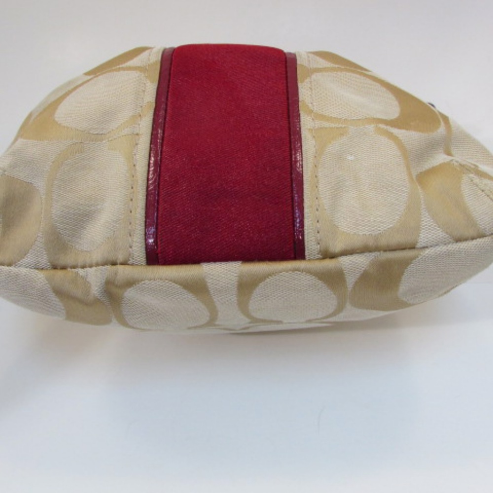 Coach Tan with Burgundy Red Stripe Shoulder Bag - Picture 4 of 6